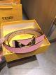 AAA Fake Fendi Pink Leather Belt For Women - Gold Buckle With Diamond (3)_th.jpg